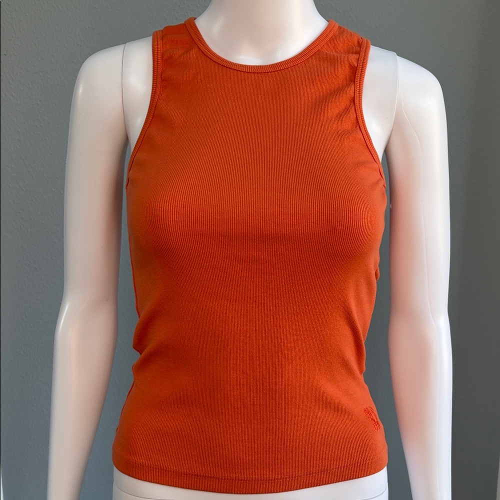 NWOT Monrow Ribbed Racerback Tank Top – Dark Orange – Size Medium - Picture 2 of 8